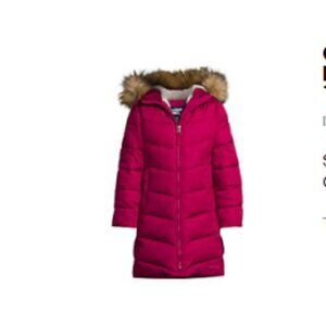 Lands End Girls Winter Fleece Lined Down Alternative Thermo Plume Winter Coat